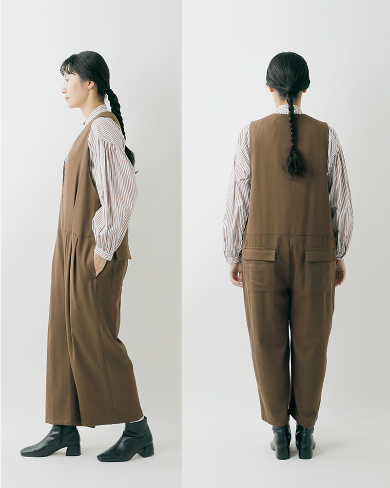 MANON(マノン)スリータックワイドサロペット“THREETUCKWIDESALOPET”mnn-op-117