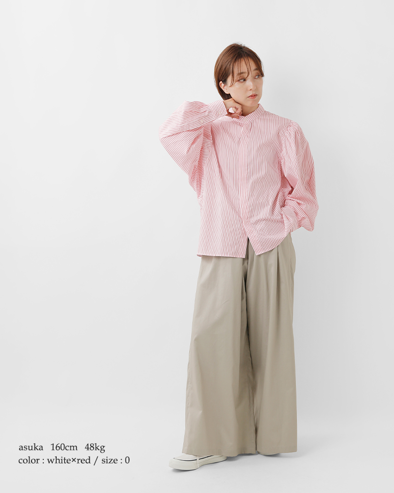 MANON(マノン)コットンギャザースリーブバンドカラーシャツ“GATHERSLEEVEBANDCOLLARSHT”mnn-sh-302