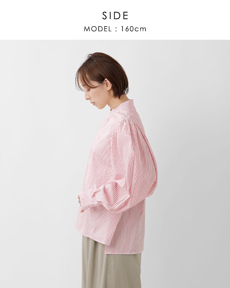 MANON(マノン)コットンギャザースリーブバンドカラーシャツ“GATHERSLEEVEBANDCOLLARSHT”mnn-sh-302