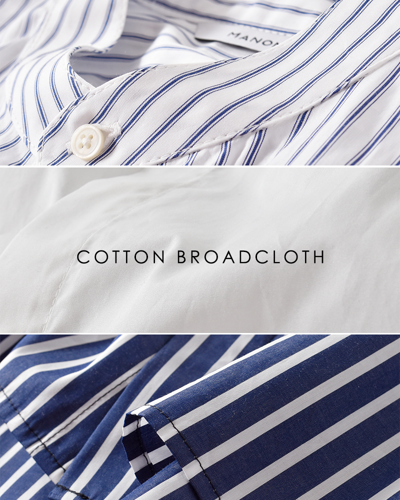 MANON(マノン)コットンギャザースリーブバンドカラーシャツ“GATHERSLEEVEBANDCOLLARSHT”mnn-sh-302