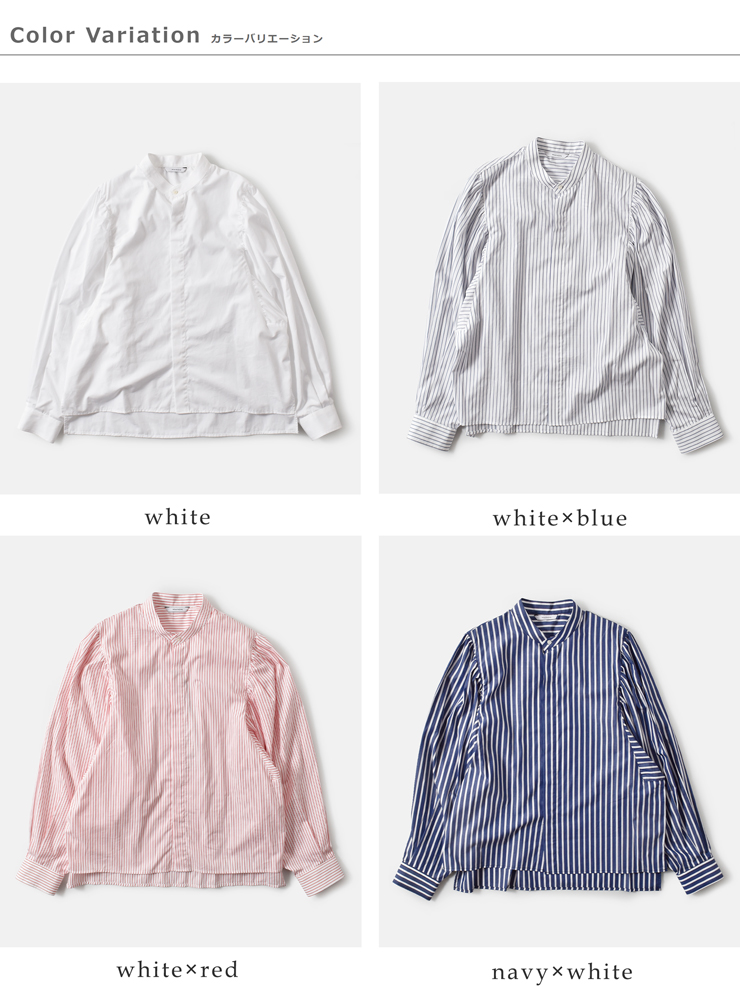 MANON(マノン)コットンギャザースリーブバンドカラーシャツ“GATHERSLEEVEBANDCOLLARSHT”mnn-sh-302