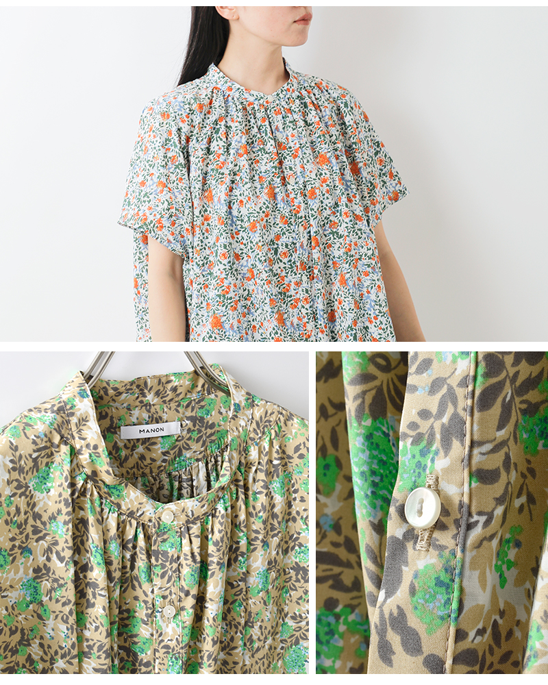 【SALE セール】MANON (マノン) | LIBERTY FLOWER PRINT AMICAL SHT (black) | トップス ブラウス お洒落 MANON (マノン) | LIBERTY FLOWER PRINT AMICAL SHT (black