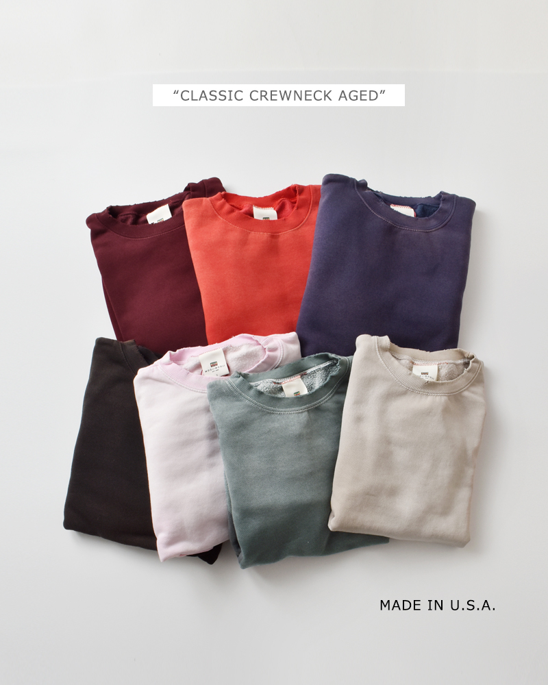 MOOJIMOOJI(ムージームージー)コットンクラシッククルーネックエイジドスウェットシャツ“CLASSICCREWNECKAGED”moo-25f-10