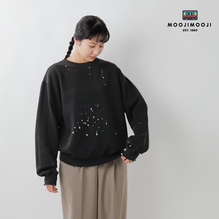 MOOJIMOOJI(ムージームージー)コットンクラシッククルーネックスプラッタースウェットシャツ“CLASSICCREWSPLATTER”moo-25f-15