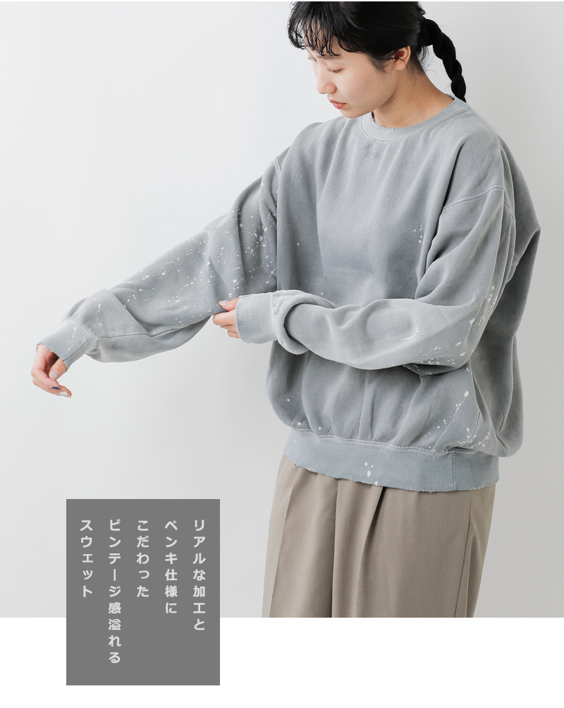 MOOJIMOOJI(ムージームージー)コットンクラシッククルーネックスプラッタースウェットシャツ“CLASSICCREWSPLATTER”moo-25f-15