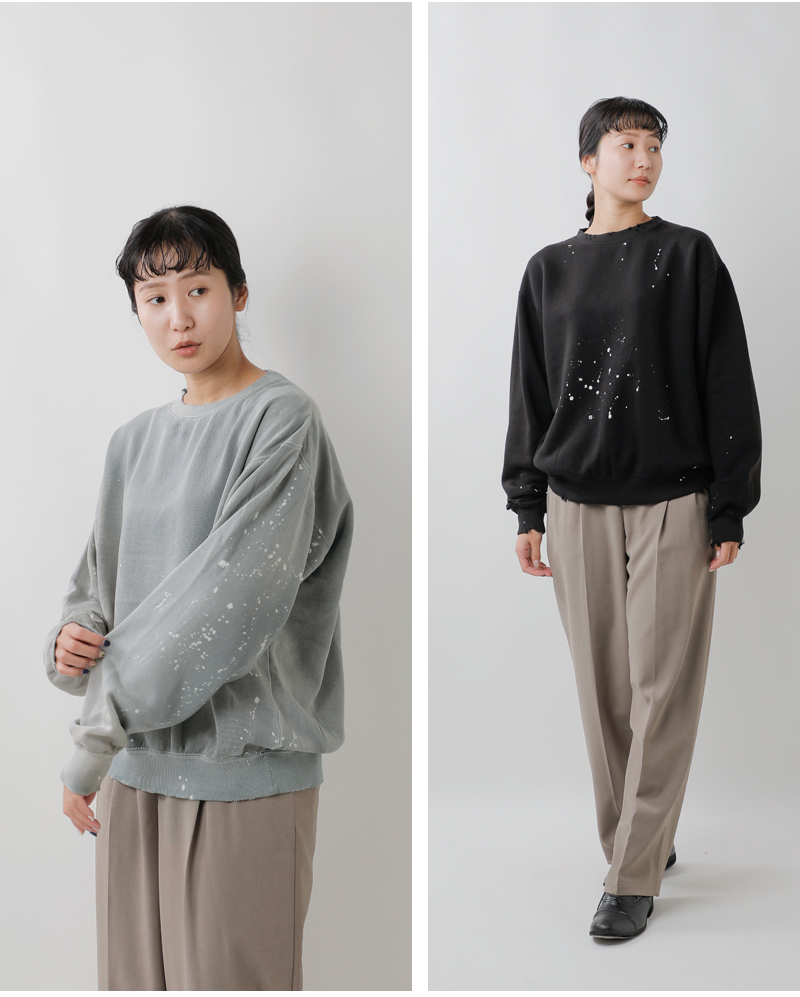 MOOJIMOOJI(ムージームージー)コットンクラシッククルーネックスプラッタースウェットシャツ“CLASSICCREWSPLATTER”moo-25f-15