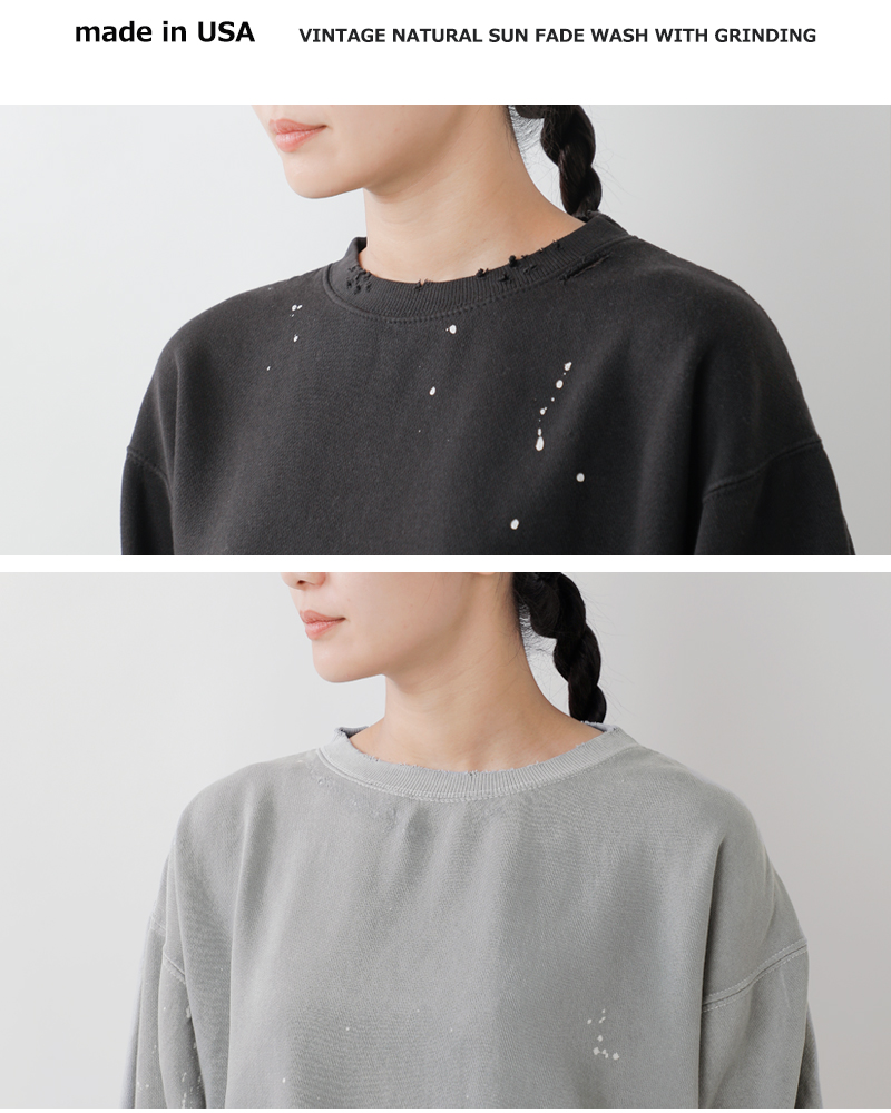 MOOJIMOOJI(ムージームージー)コットンクラシッククルーネックスプラッタースウェットシャツ“CLASSICCREWSPLATTER”moo-25f-15