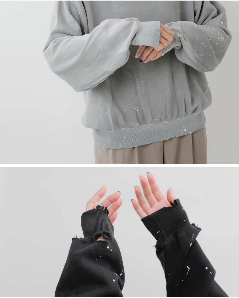 MOOJIMOOJI(ムージームージー)コットンクラシッククルーネックスプラッタースウェットシャツ“CLASSICCREWSPLATTER”moo-25f-15