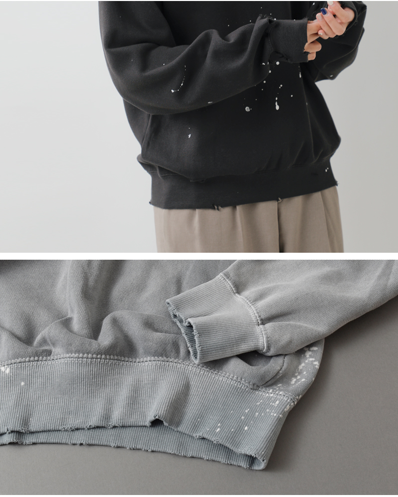 MOOJIMOOJI(ムージームージー)コットンクラシッククルーネックスプラッタースウェットシャツ“CLASSICCREWSPLATTER”moo-25f-15