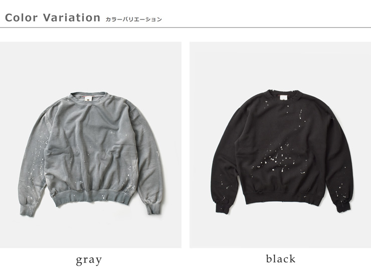 MOOJIMOOJI(ムージームージー)コットンクラシッククルーネックスプラッタースウェットシャツ“CLASSICCREWSPLATTER”moo-25f-15