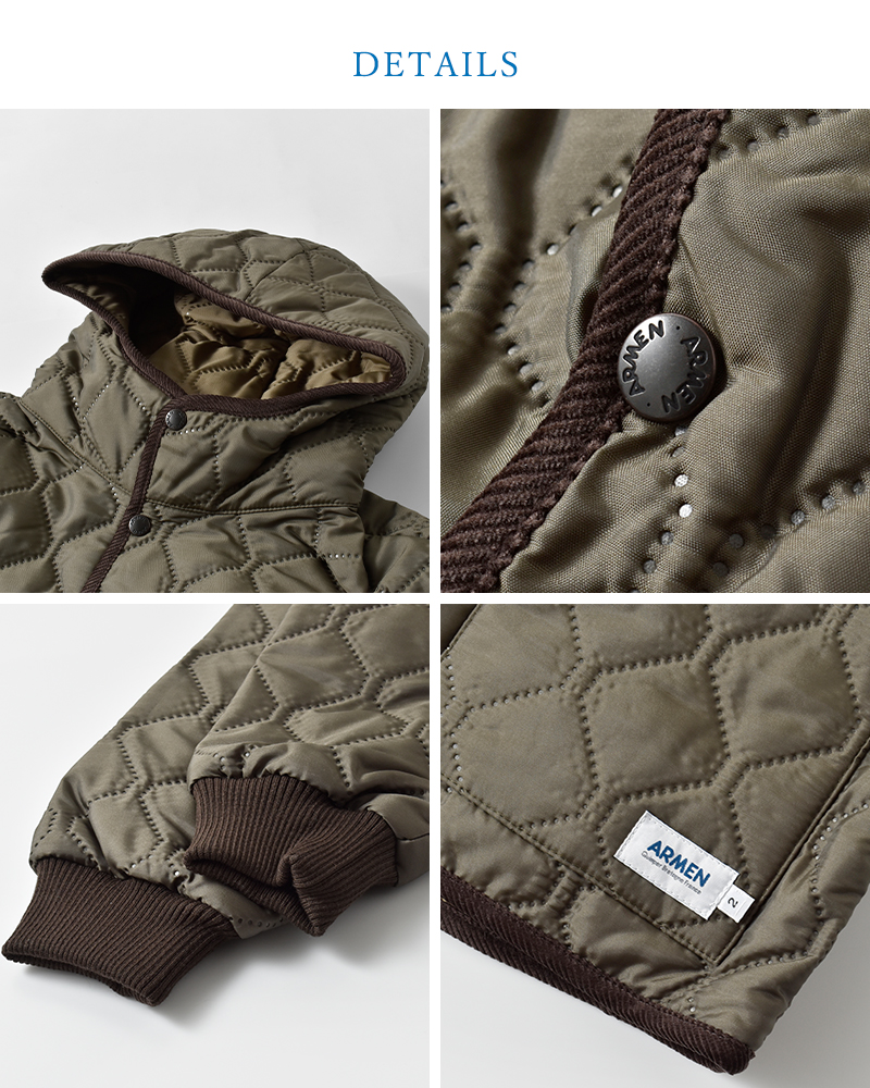 ARMEN(アーメン)ヒートキルトオーバーサイズフーデッドジャケットnam2561pp