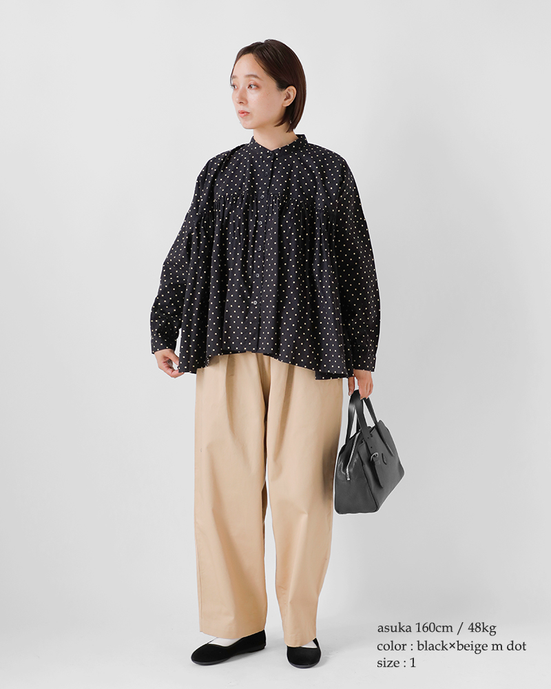 SOIL(ソイル)40sポプリンドットプリントバンドカラーシャツnsl25532