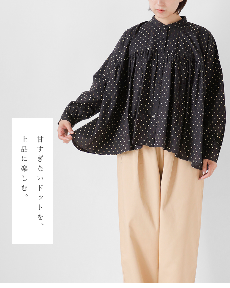 SOIL(ソイル)40sポプリンドットプリントバンドカラーシャツnsl25532