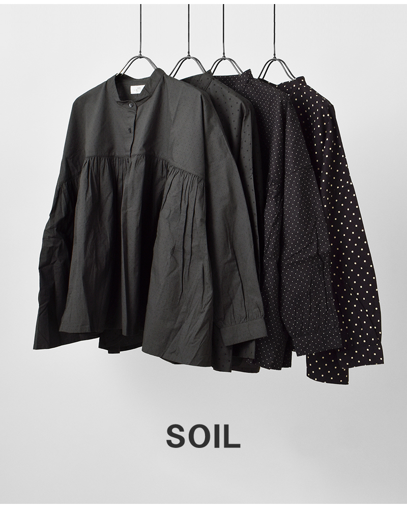 SOIL(ソイル)40sポプリンドットプリントバンドカラーシャツnsl25532