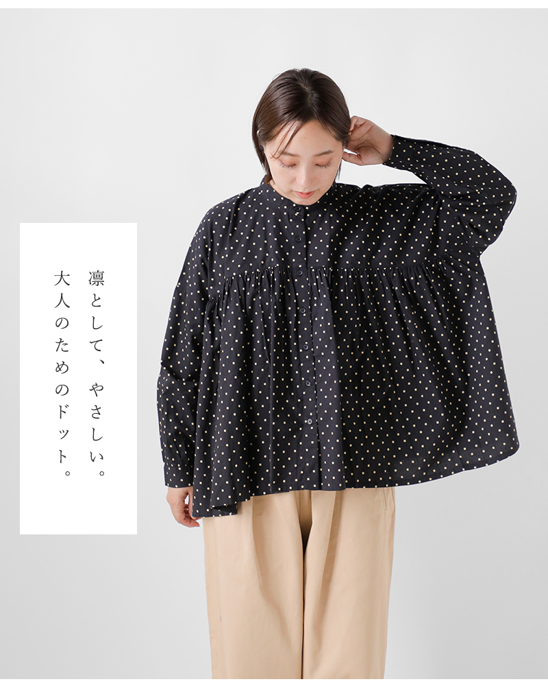 SOIL(ソイル)40sポプリンドットプリントバンドカラーシャツnsl25532