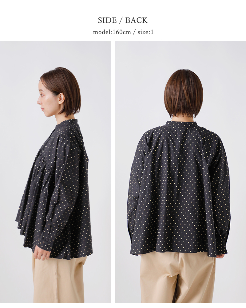 SOIL(ソイル)40sポプリンドットプリントバンドカラーシャツnsl25532