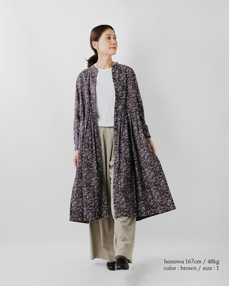 SOIL(ソイル)40sポプリンミディアムフラワープリントバンドカラーワンピースnsl25552