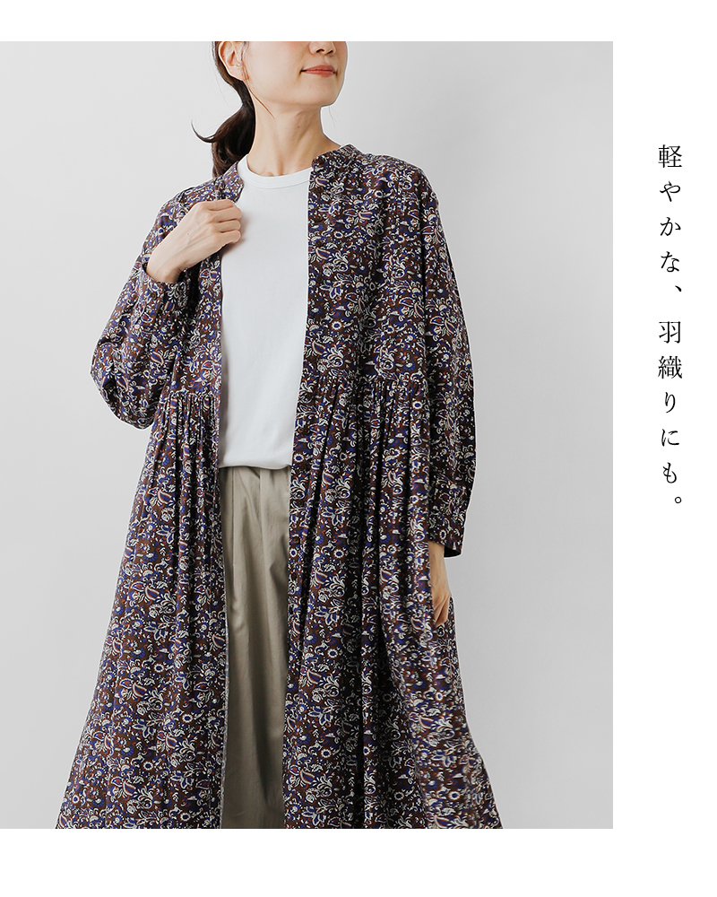 SOIL(ソイル)40sポプリンミディアムフラワープリントバンドカラーワンピースnsl25552