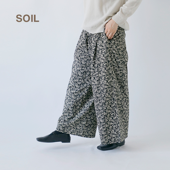SOIL(ソイル)コットンスラブスモールフラワープリントワイドイージーパンツnsl25575