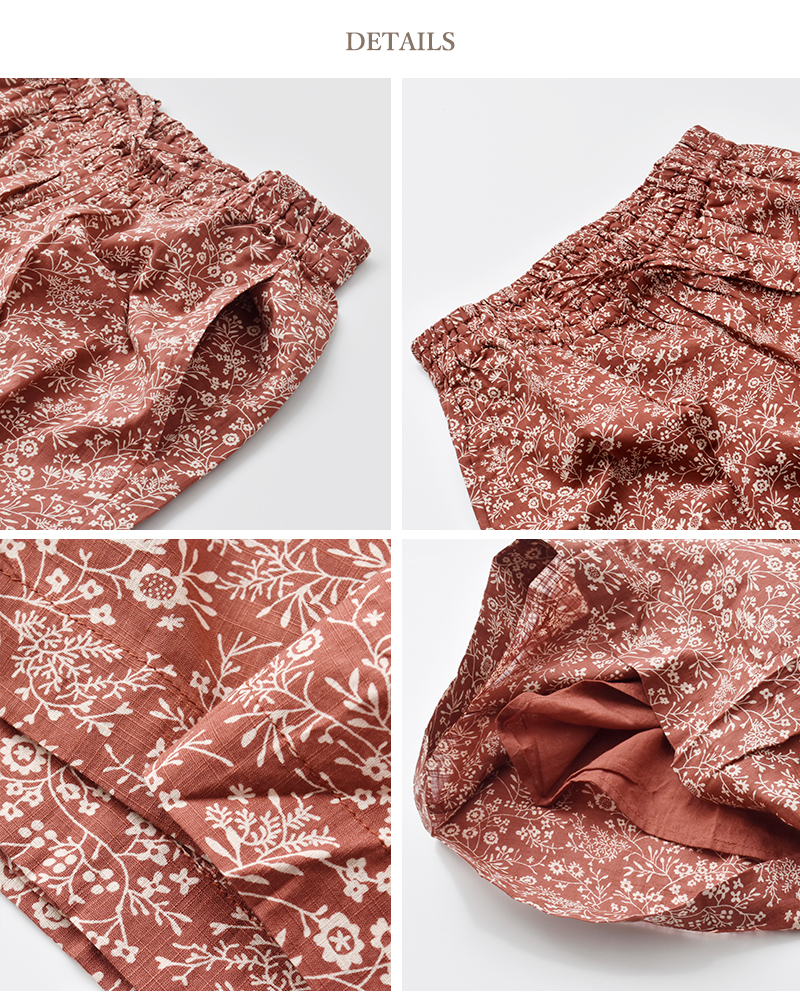 SOIL(ソイル)コットンスラブスモールフラワープリントワイドイージーパンツnsl25575