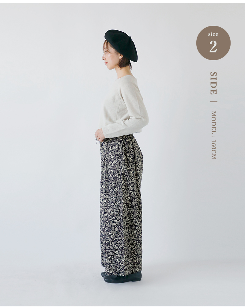 SOIL(ソイル)コットンスラブスモールフラワープリントワイドイージーパンツnsl25575