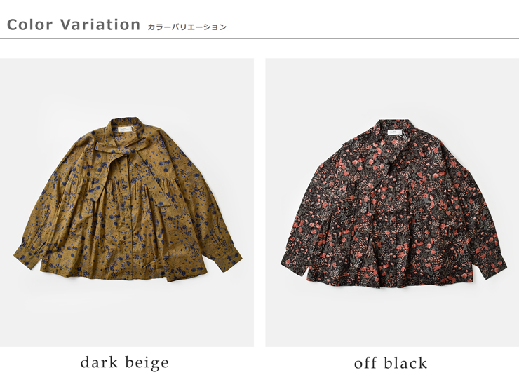 SOIL(ソイル)60sキャンブリックフラワープリントタイギャザーフライフロントシャツnsl25592