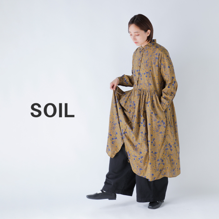 SOIL(ソイル)60sキャンブリックフラワープリントレギュラーカラーワンピースnsl25594