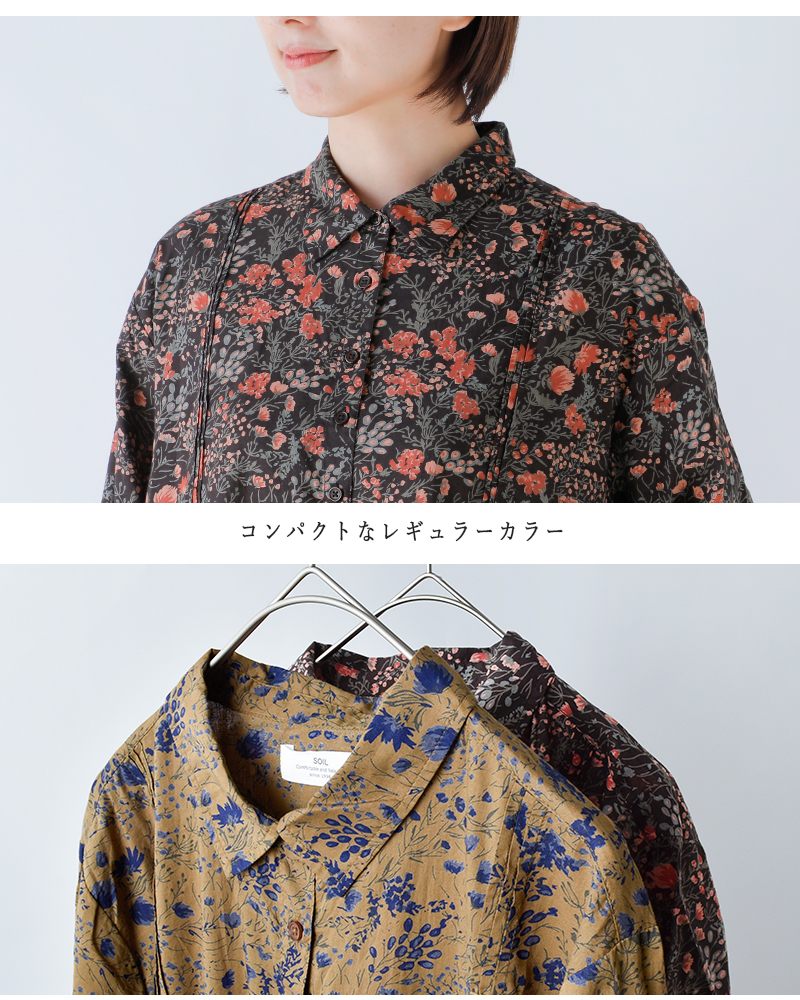 SOIL(ソイル)60sキャンブリックフラワープリントレギュラーカラーワンピースnsl25594