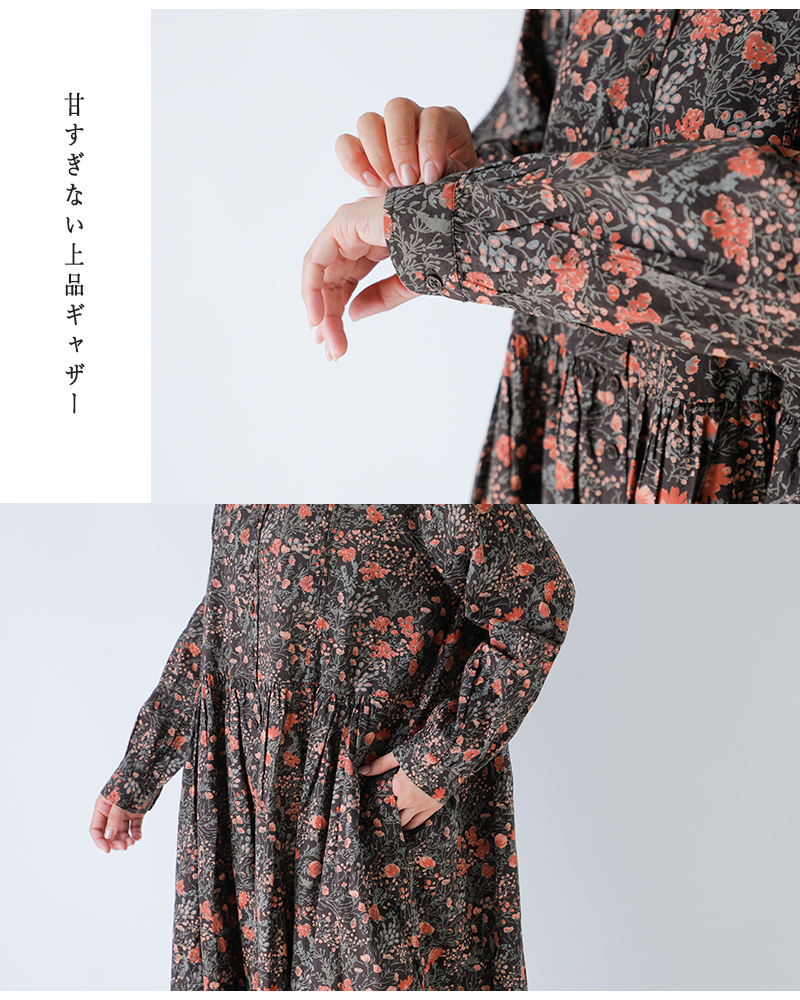 SOIL(ソイル)60sキャンブリックフラワープリントレギュラーカラーワンピースnsl25594