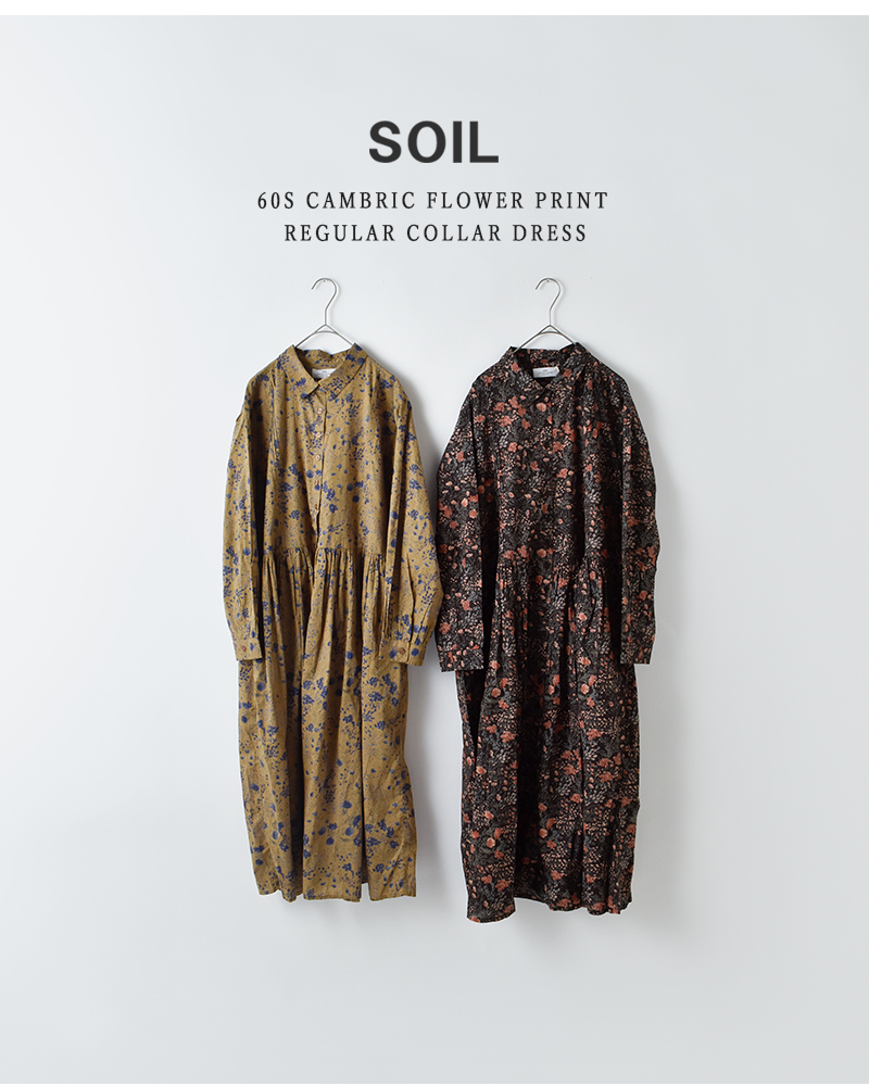 SOIL(ソイル)60sキャンブリックフラワープリントレギュラーカラーワンピースnsl25594
