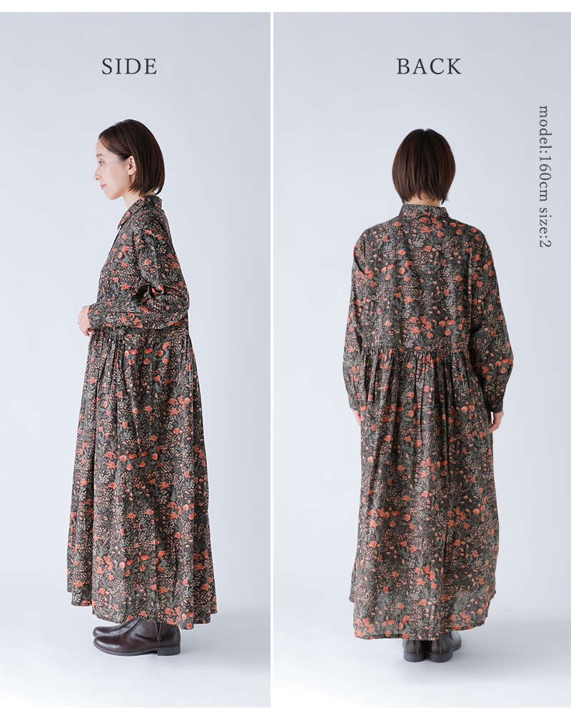 SOIL(ソイル)60sキャンブリックフラワープリントレギュラーカラーワンピースnsl25594