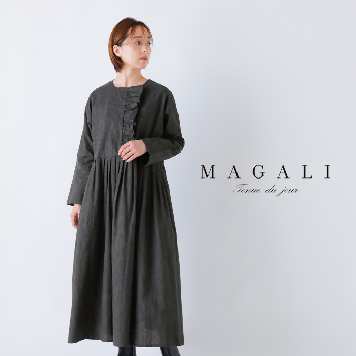 MAGALI(マガリ)コットンリネンフリルワンピースop198