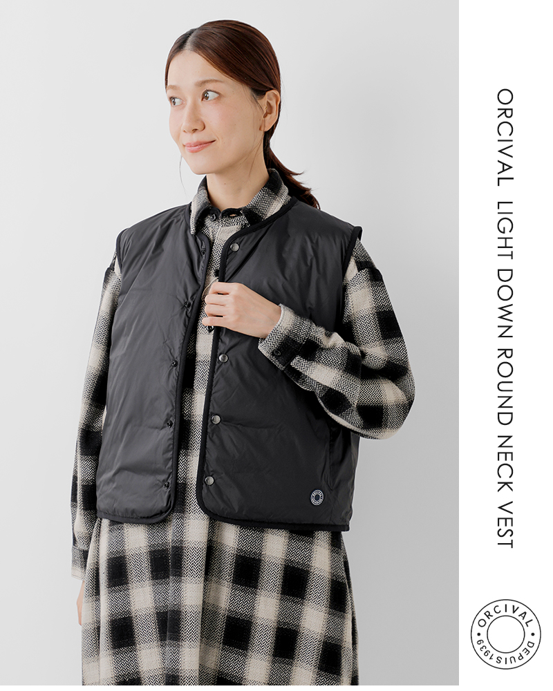 ORCIVAL(オーチバル・オーシバル)ライトダウンラウンドネックベストor-a0736dpr