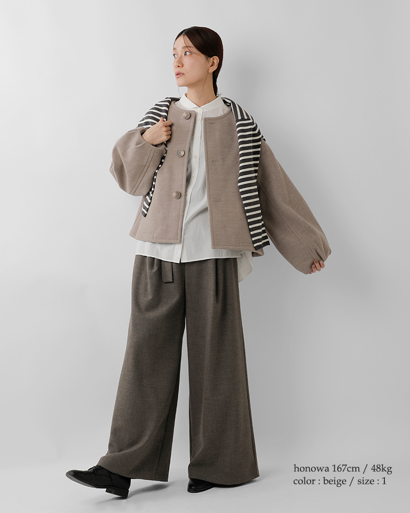 ORCIVAL(オーチバル・オーシバル)ブリティッシュツイードメルトンノーカラージャケットor-a0743bbt