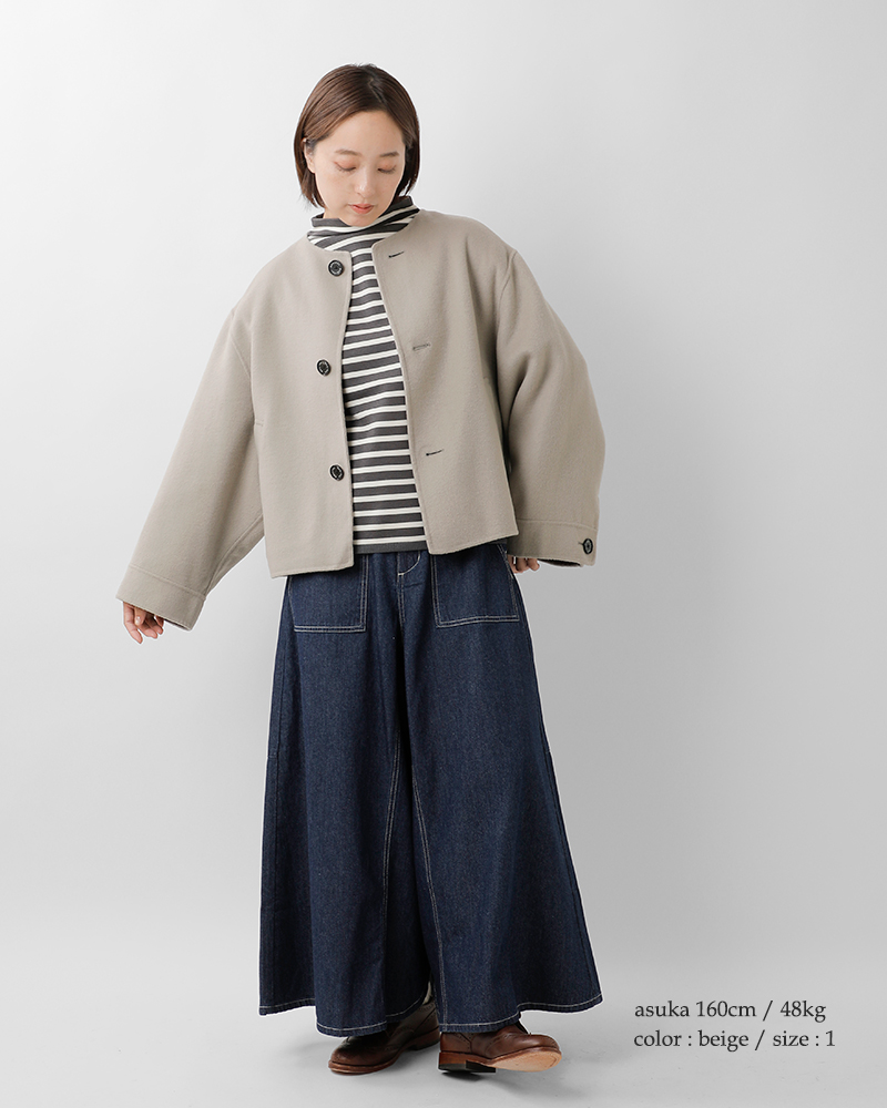 ORCIVAL(オーチバル・オーシバル)リバーウールビーバーノーカラーラウンドネックブルゾンor-a0746rev