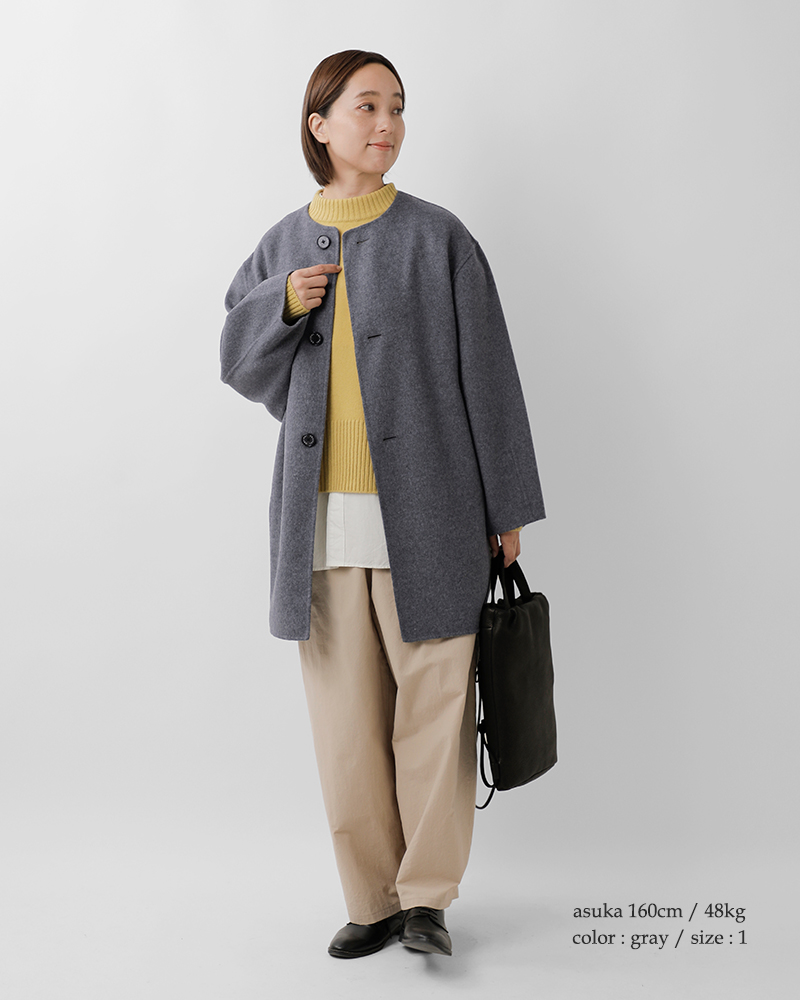 ORCIVAL(オーチバル・オーシバル)リバーウールビーバーノーカラーラウンドネックコートor-a0747rev