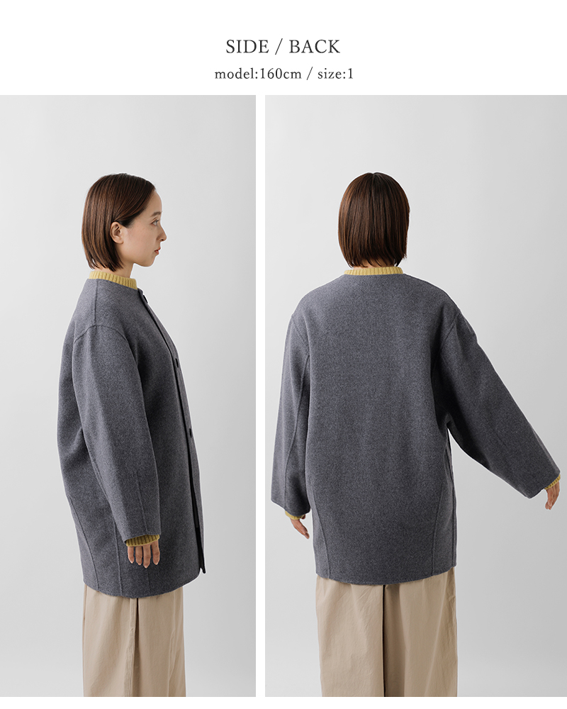 ORCIVAL(オーチバル・オーシバル)リバーウールビーバーノーカラーラウンドネックコートor-a0747rev