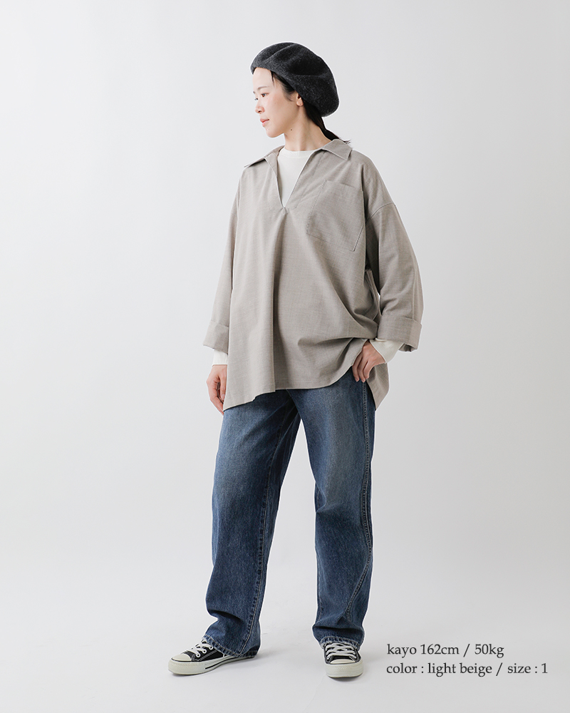 ORCIVAL(オーチバル・オーシバル)ストレッチブロードスキッパーロングシャツor-b0419twr
