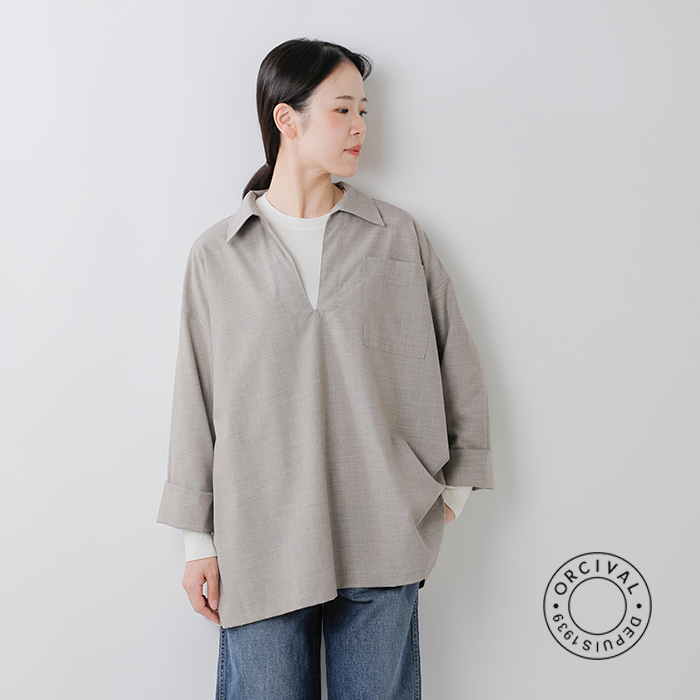 ORCIVAL(オーチバル・オーシバル)ストレッチブロードスキッパーロングシャツor-b0419twr