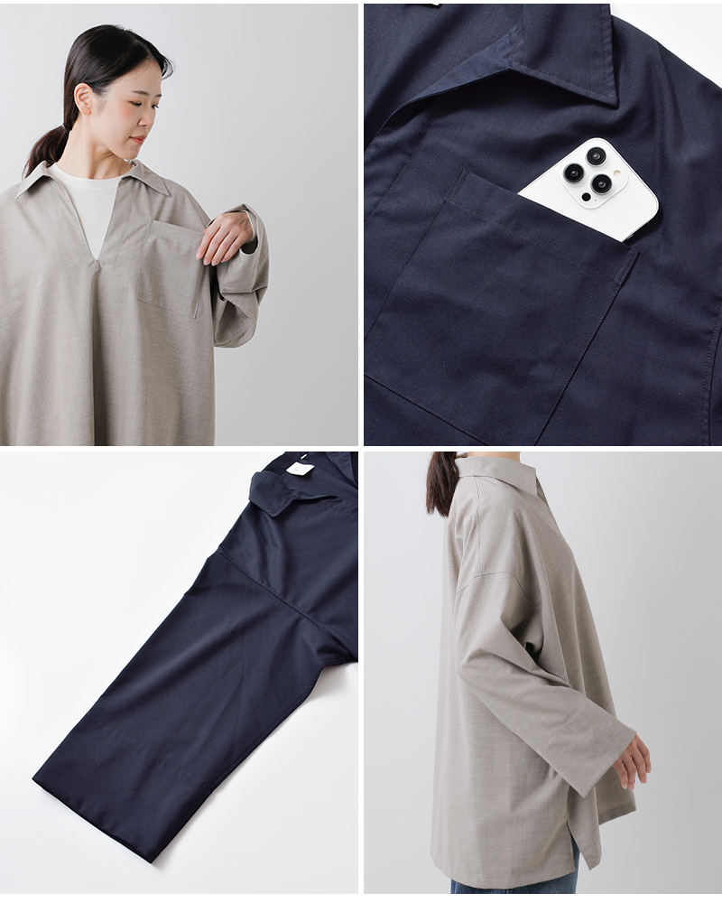 ORCIVAL(オーチバル・オーシバル)ストレッチブロードスキッパーロングシャツor-b0419twr