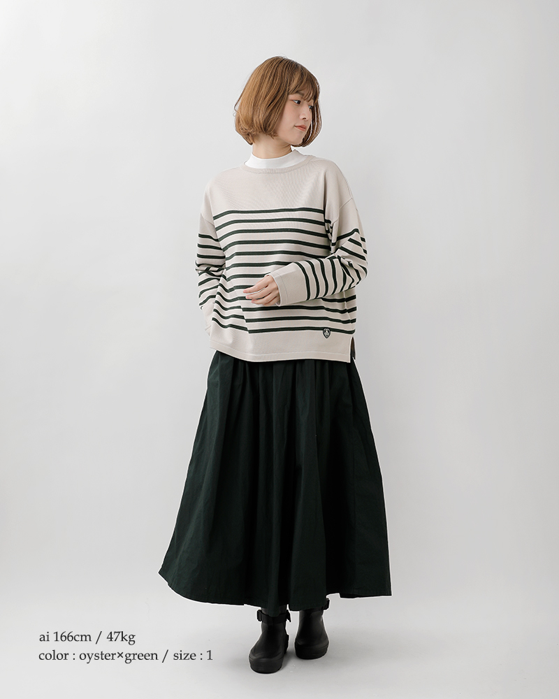 ORCIVAL(オーチバル・オーシバル)ウールプレーティングニットボーダーボートネックプルオーバーor-d0101cra