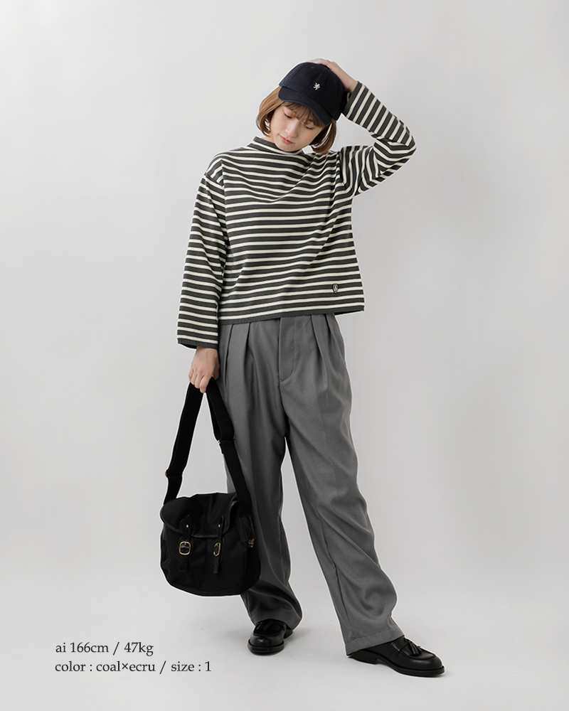 ORCIVAL(オーチバル・オーシバル)ウールプレーティングニットボーダーモックネックプルオーバーor-d0113cra