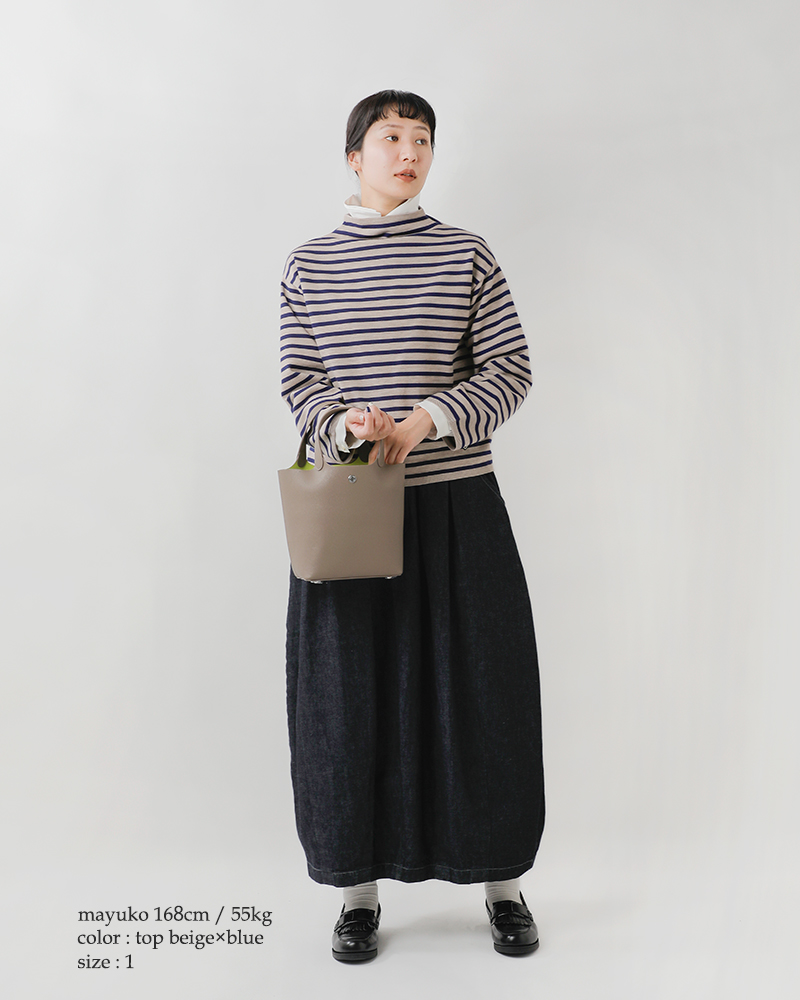 ORCIVAL(オーチバル・オーシバル)ウールプレーティングニットボーダーモックネックプルオーバーor-d0113cra