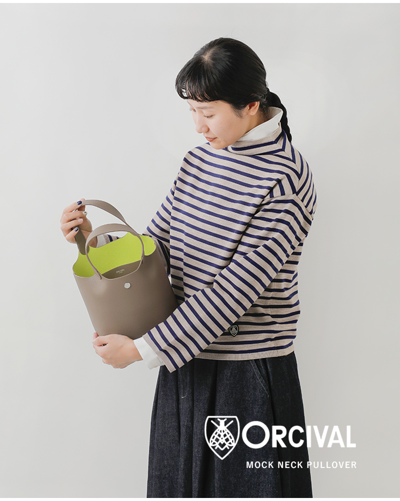 ORCIVAL(オーチバル・オーシバル)ウールプレーティングニットボーダーモックネックプルオーバーor-d0113cra