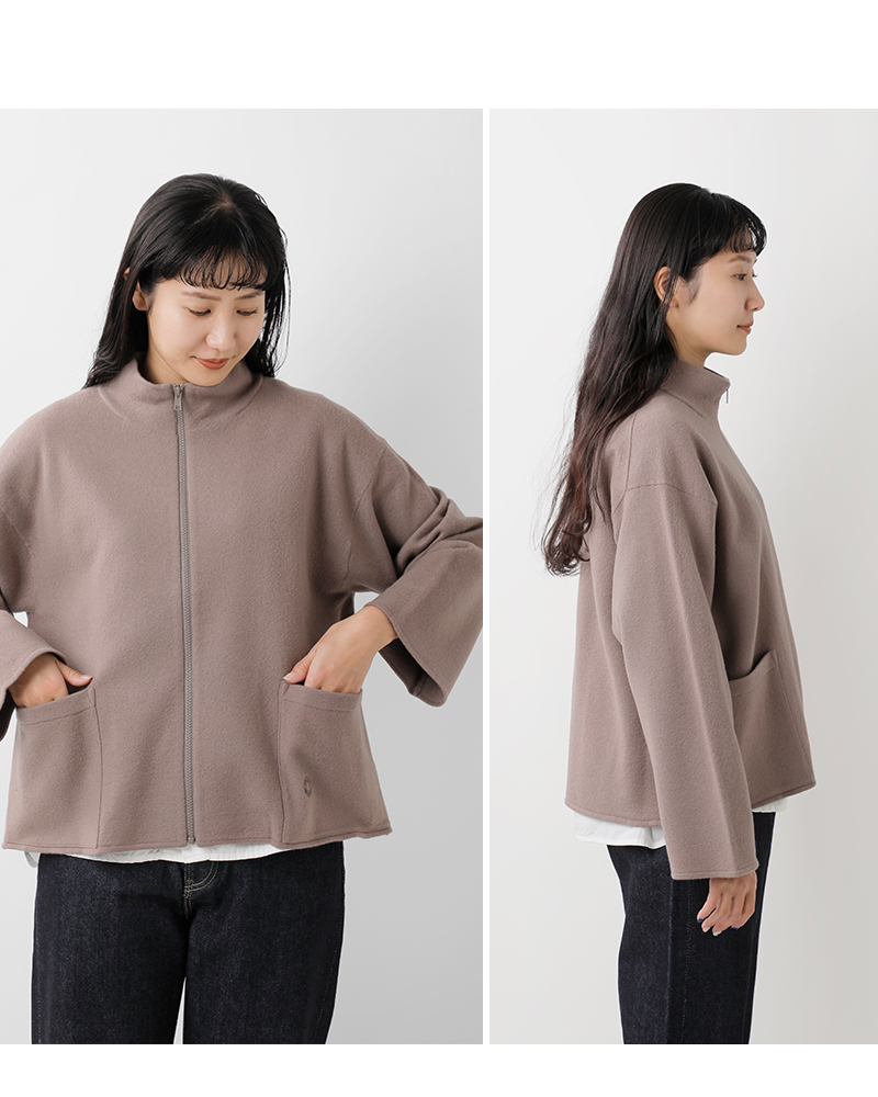 ORCIVAL(オーチバル・オーシバル)ボイルドウールジャージースタンドジップニットカーディガンor-d0130kkw