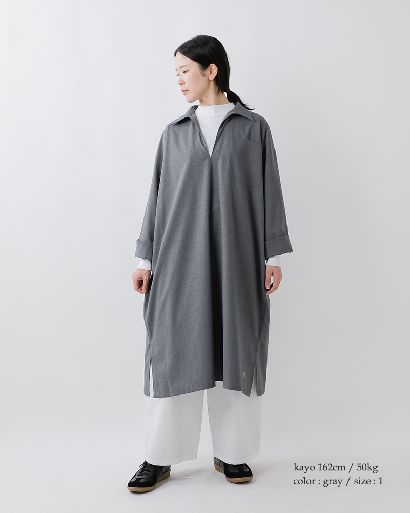 ORCIVAL(オーチバル・オーシバル)ストレッチブロードスキッパーシャツワンピースor-g0113twr