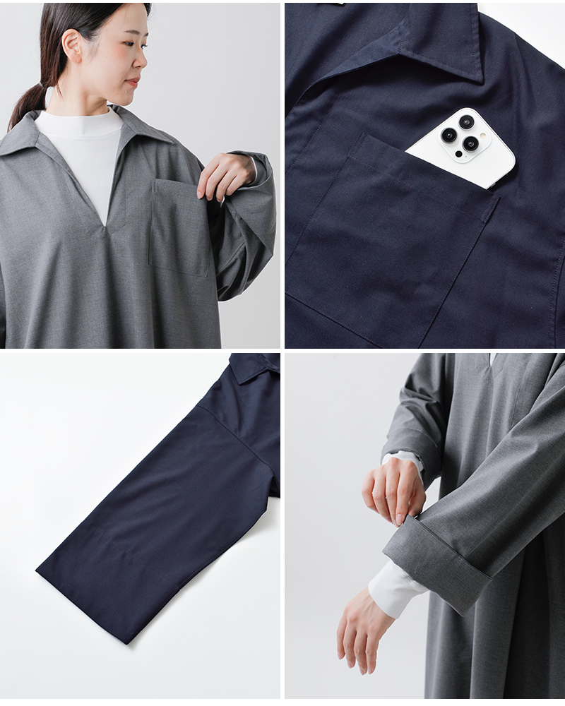 ORCIVAL(オーチバル・オーシバル)ストレッチブロードスキッパーシャツワンピースor-g0113twr
