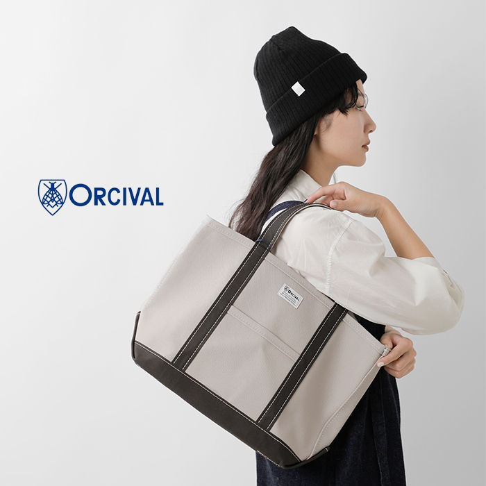 ORCIVAL(オーチバル・オーシバル)ヘビーキャンバス配色トートバッグミディアムor-h0284kwc-bi-25aw