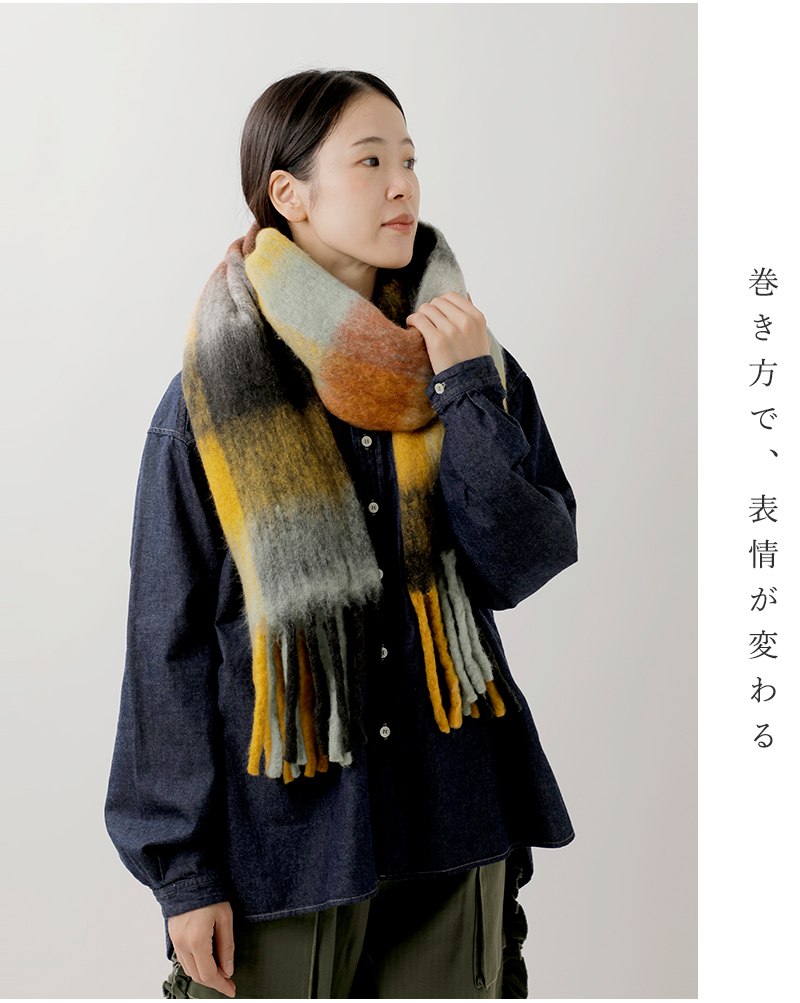 The Bagmati(バグマティ)ウールミックスチェックマフラーpa-echarpe40