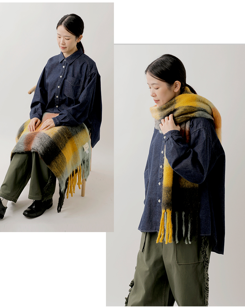 The Bagmati(バグマティ)ウールミックスチェックマフラーpa-echarpe40